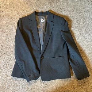 Anne Klein Blazer 12P Gray One Button
